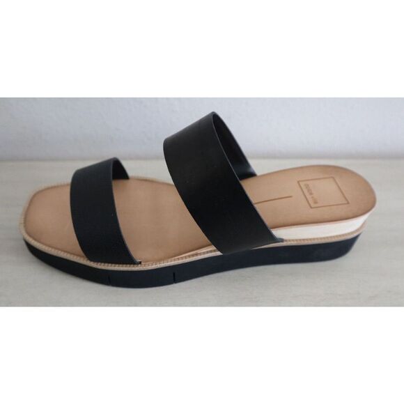 Dolce Vita Women's Sz 9.5 Black Embossed Leather Parni Double Strap Sandals - Picture 7 of 15